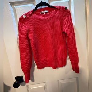 Coral Button-Shoulder Sweater